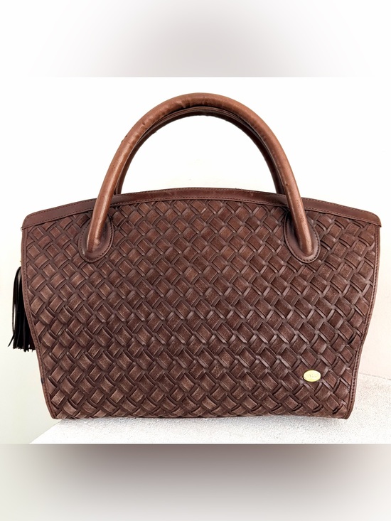 Bally Handbags - BALLY Vintage Basketweave Woven Leather Top Handle Satchel